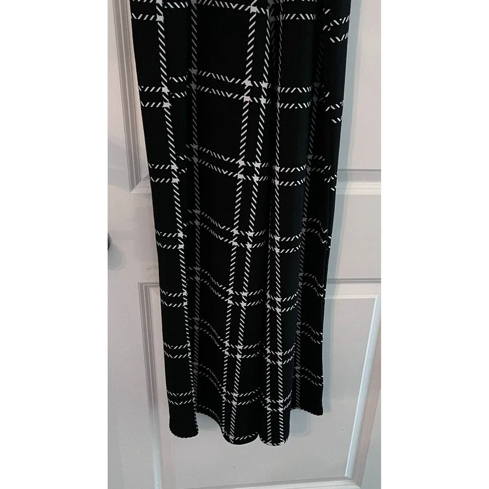 Jolie & Joy Black‎ White Windowpane Plaid Wide Leg Jumpsuit Spaghetti Strap L